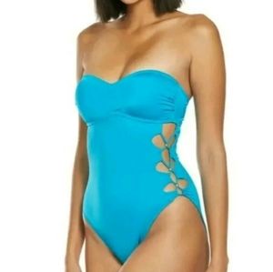 Kenneth Cole Bandeau Open Cut One Piece Swimsuit
